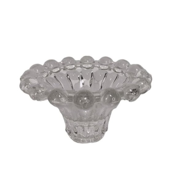 Vintage 1950's Boopie Pair of Clear Glass Ball Base Tapered Candle Stick Holder - Picture 5 of 11